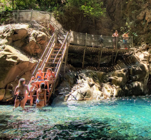 Person in a waterfall